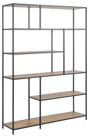 Regal >Carney< in Wildeiche aus Metall,MDF - 135x185x35cm (BxHxT)