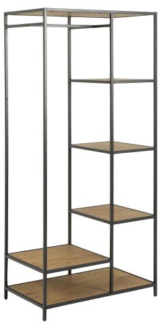 Garderobenständer >Carney< in Wildeiche aus Metall,MDF - 77x165x45cm (BxHxT)