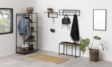 Garderobenständer >Carney< in Wildeiche aus Metall,MDF - 77x165x45cm (BxHxT)