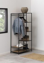 Garderobenständer >Carney< in Wildeiche aus Metall,MDF - 77x165x45cm (BxHxT)