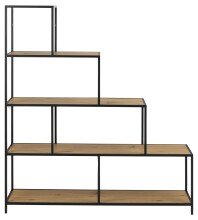 Regal >Carney< in Wildeiche aus Metall,MDF - 135x150x35cm (BxHxT)