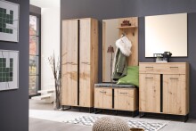 Wandspiegel >Sabac< in Artisan Eiche - 80x80x2cm (BxHxT)
