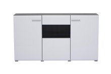 Highboard >Borca< in Opaque White - 173x96,5x41,5cm...