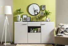 Highboard >Borca< in Opaque White - 173x96,5x41,5cm...