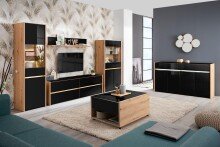 Couchtisch >Mitrovica< in Artisan Eiche Schwarz - 92x47,5x74cm (BxHxT)