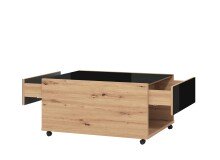 Couchtisch >Mitrovica< in Artisan Eiche Schwarz - 92x47,5x74cm (BxHxT)