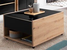 Couchtisch >Mitrovica< in Artisan Eiche Schwarz - 92x47,5x74cm (BxHxT)