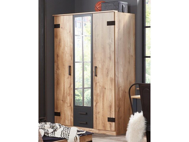 Kleiderschrank >Lothar< in Plankeneiche - 135x198x58cm (BxHxT)