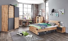 Schwebetürenschrank >Lothar< in Plankeneiche - 180x198x64cm (BxHxT)