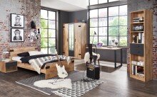 Bett >Lothar< in Plankeneiche - 96x85x210cm (BxHxT)