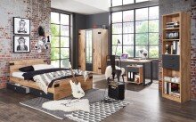 Bett >Lothar< in Plankeneiche - 96x85x210cm (BxHxT)