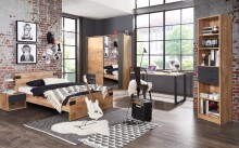 Bett >Lothar< in Plankeneiche - 146x85x210cm (BxHxT)