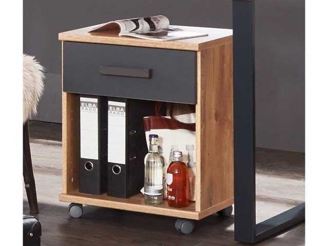 Rollcontainer >Lothar< in Plankeneiche - 46x58x40cm (BxHxT)