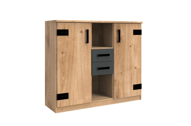 Highboard >Lothar< in Plankeneiche - 124x105x41cm (BxHxT)