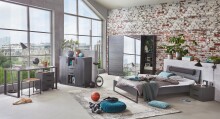 Nachtkommode >Nickola< in Graphit - 46x38x40cm (BxHxT)
