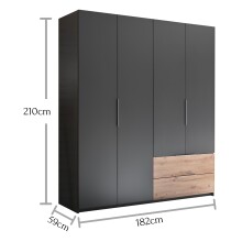 Kleiderschrank >Filberto< in  - 182x210x59cm (BxHxT)
