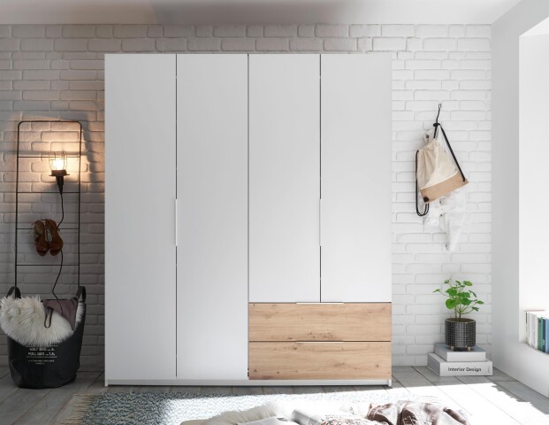 Kleiderschrank >Filberto< in Weiß - 182x210x59cm (BxHxT)