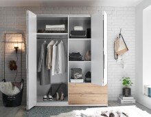 Kleiderschrank >Filberto< in Weiß - 182x210x59cm (BxHxT)