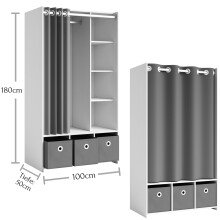 Kleiderschrank >Jill< in Weiß - 100x180x50cm (BxHxT)