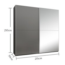 Schwebetürenschrank >Jelena< in Graphit - 215x210x59cm (BxHxT)