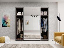 Schwebetürenschrank >Jelena< in Graphit - 215x210x59cm (BxHxT)