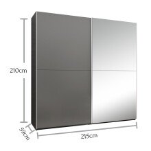 Schwebetürenschrank >Jelena< in Graphit - 215x210x59cm (BxHxT)