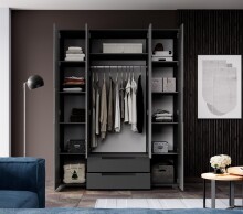 Kleiderschrank >Suzette< in Graphit matt - 160x208x57cm (BxHxT)
