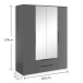 Kleiderschrank >Suzette< in Graphit matt - 160x208x57cm (BxHxT)