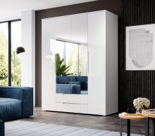 Kleiderschrank >Suzette< in Weiß - 160x208x57cm (BxHxT)