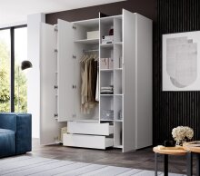 Kleiderschrank >Suzette< in Weiß - 160x208x57cm (BxHxT)