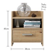 Nachtkommode >Canaan< in Artisan Eiche - 38x45x35cm (BxHxT)