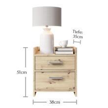 Nachtkommode >Canaan< in Artisan Eiche - 38x51x35cm (BxHxT)