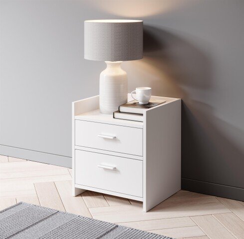 Nachtkommode >Canaan< in Weiß - 38x51x35cm (BxHxT)