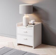 Nachtkommode >Canaan< in Weiß - 38x51x35cm...
