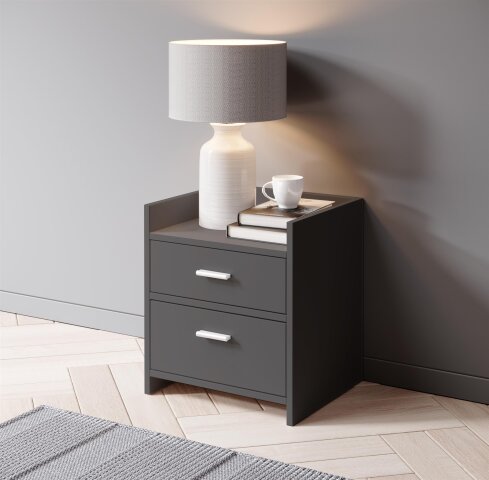Nachtkommode >Canaan< in Graphit - 38x51x35cm (BxHxT)