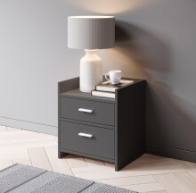 Nachtkommode >Canaan< in Graphit - 38x51x35cm (BxHxT)