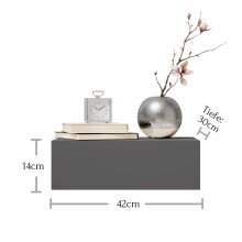 Nachtkommode >Thorben< in Graphit - 42x14x30cm (BxHxT)