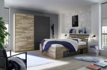 Bett >Isobel< in Montana Oak - 145x97x205cm (BxHxT)