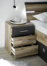 Bettanlage >Isobel< in Montana Oak - 185x97x205cm (BxHxT)