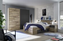Bettanlage >Isobel< in Montana Oak - 185x97x205cm (BxHxT)