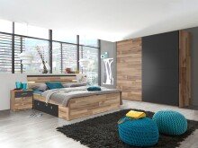 Bettanlage >Isobel< in Montana Oak - 185x97x205cm (BxHxT)