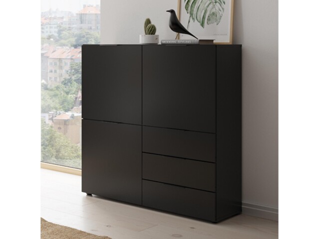 Kommode >Domenico< in Schwarz Perl - 100x101x32cm (BxHxT)