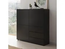 Kommode >Domenico< in Schwarz Perl - 100x101x32cm...