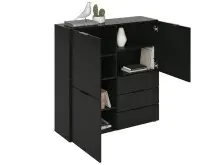 Kommode >Domenico< in Schwarz Perl - 100x101x32cm...