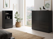 Kommode >Domenico< in Schwarz Perl - 50x101x32cm (BxHxT)