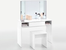 Schminktisch >Sally< in Weiß Edelglanz - 100x137,5x44cm (BxHxT)