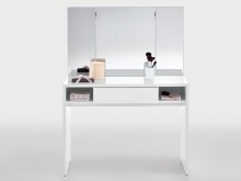 Schminktisch >Sally< in Weiß Edelglanz - 100x137,5x44cm (BxHxT)