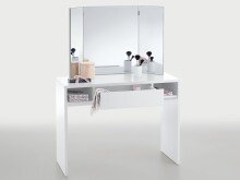 Schminktisch >Sally< in Weiß Edelglanz - 100x137,5x44cm (BxHxT)