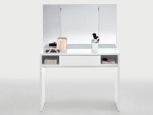 Schminktisch >Sally< in Weiß Edelglanz - 100x137,5x44cm (BxHxT)