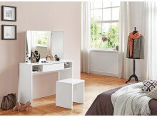 Schminktisch >Sally< in Weiß Edelglanz - 100x137,5x44cm (BxHxT)